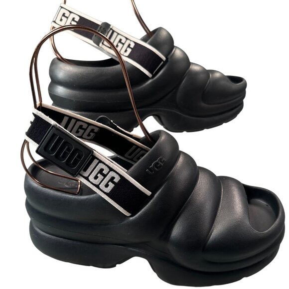 UGG Aww Yeah Slides Womens Chunky Platform Sandals Adjustable Logo Strap - Picture 1 of 16